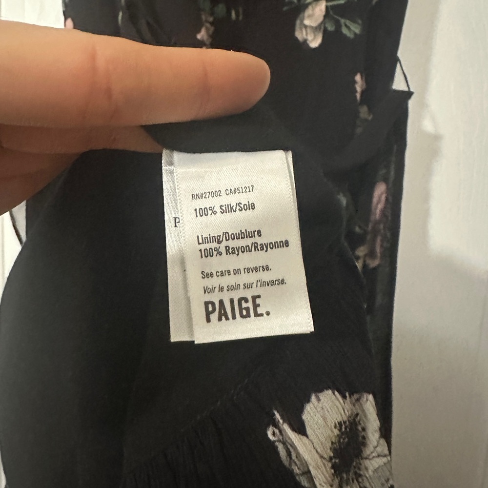 PAIGE Palisades Silk Midi Dress Multi Black Size XS - Picture 6 of 7